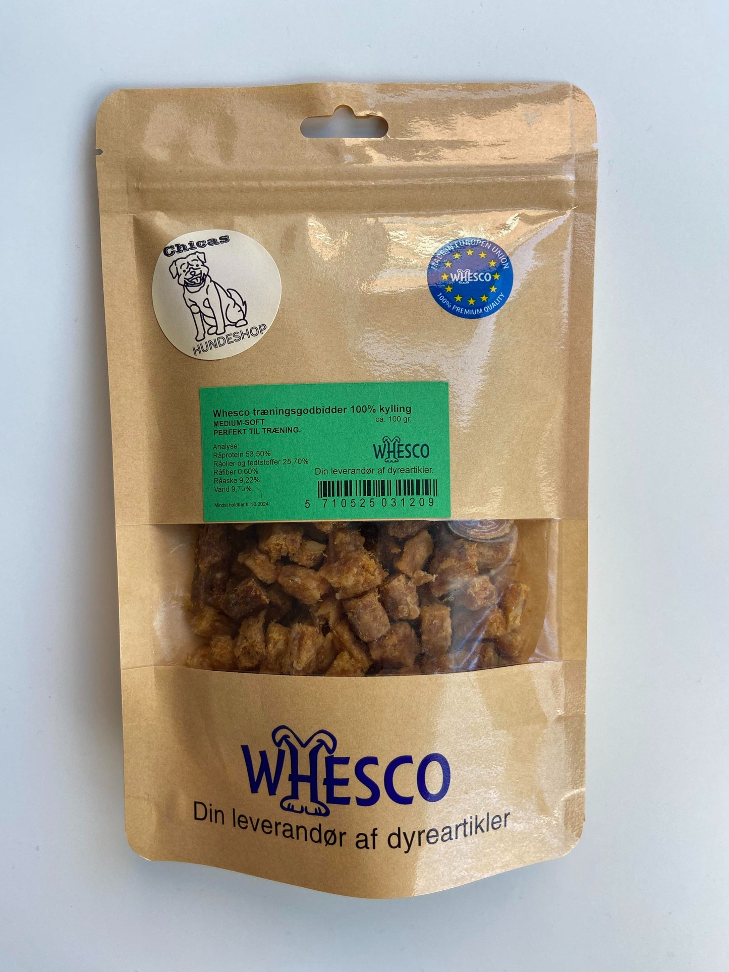 Naturlige træningsgodbidder - kylling (100 gram)