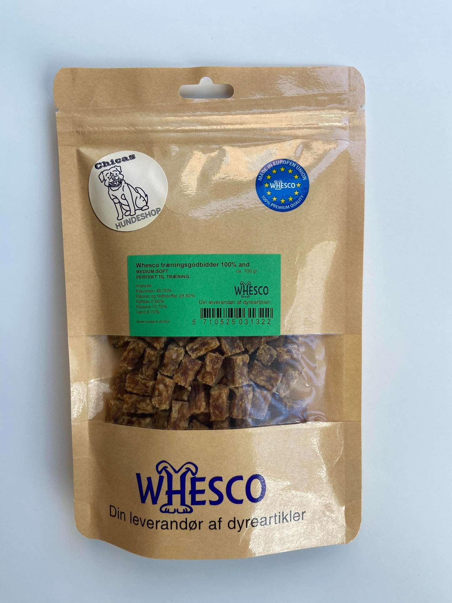 Naturlige træningsgodbidder - and (100 gram)