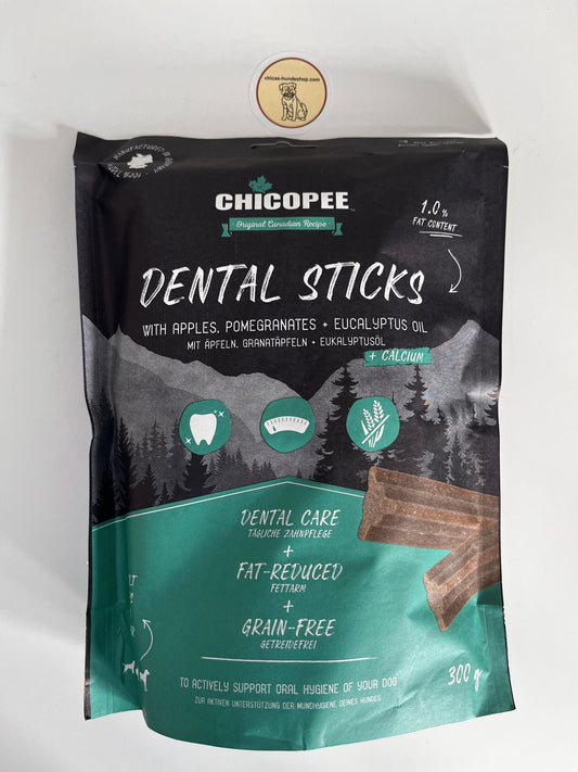 Chicopee Dental Sticks 300 gram (med  æbler, granatæbler, eukalyptusolie og calcium.)